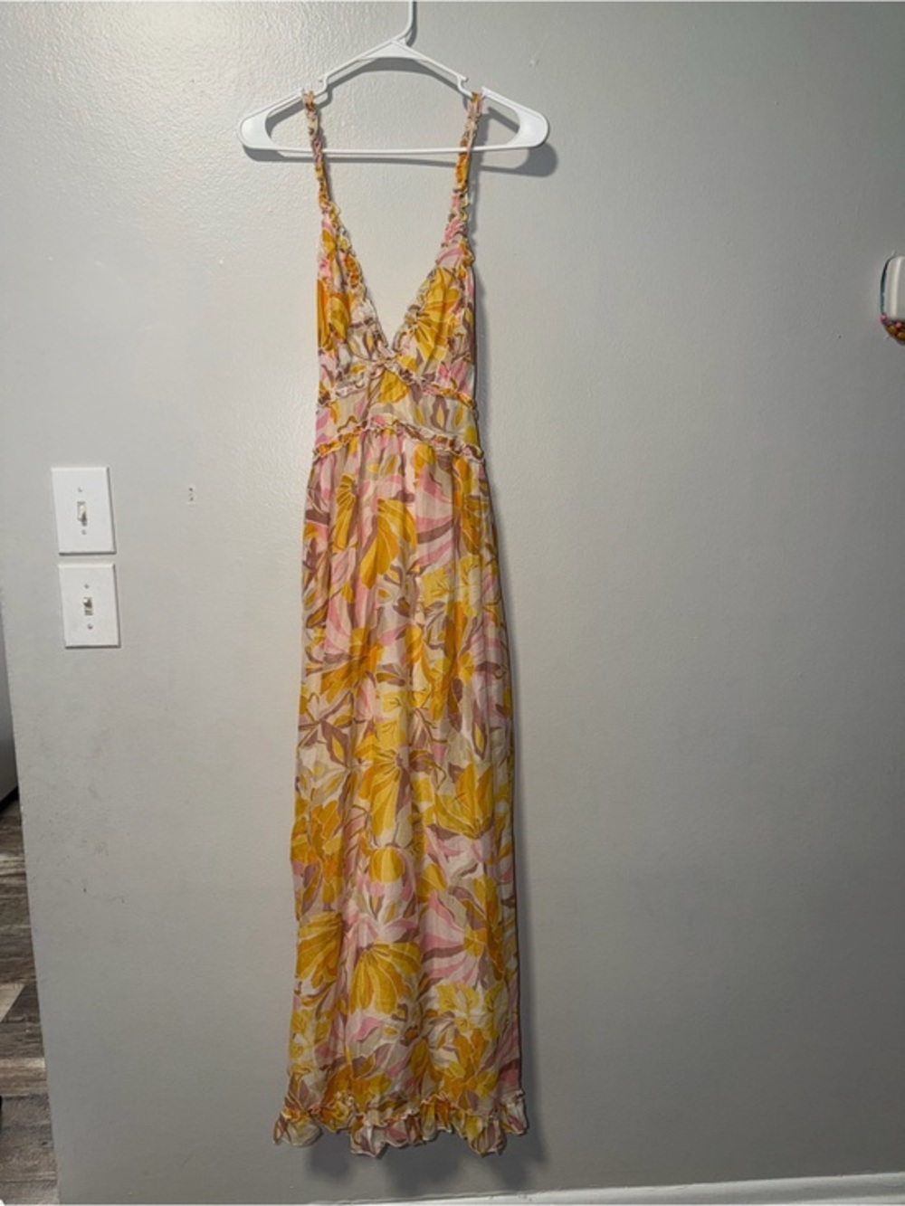 Versona Yellow Pink Floral Maxi Dress
